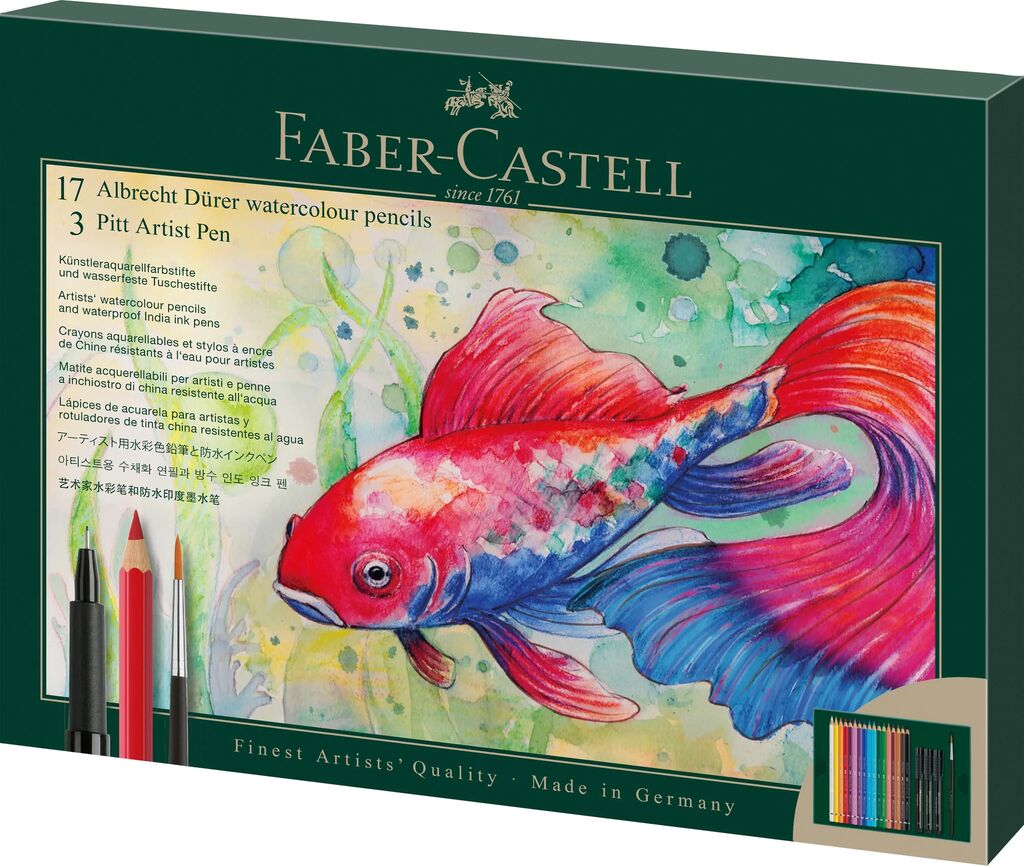 SET CADOU 17 CREIOANE COLORATE A.DURER + 3 PITT ARTIST PEN + PENSULA FABER-CASTELL SET CADOU 17 CREIOANE COLORATE A.DURER + 3 PITT ARTIST PEN + PENSULA FABER-CASTELL